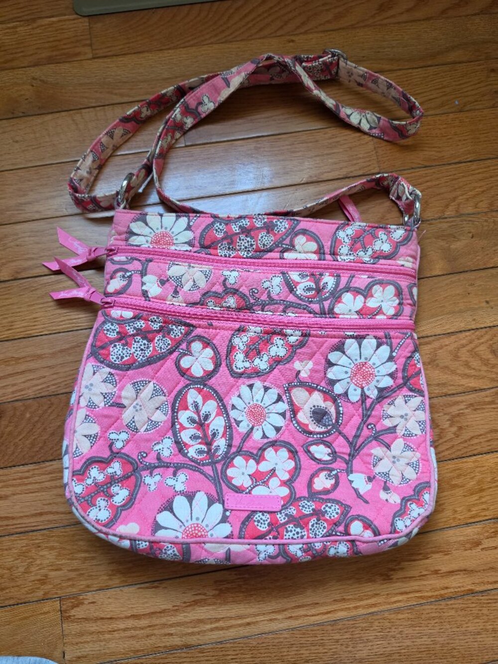 Vera Bradley Blush Pink Crossbody Triple Zip Hipster